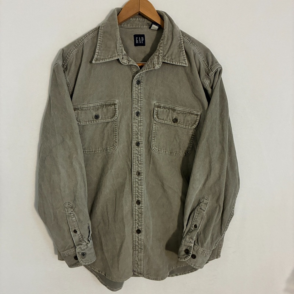 Vintage Gap Corduroy Shirt Men's Size L Button Up Heritage Work Preppy Y2K